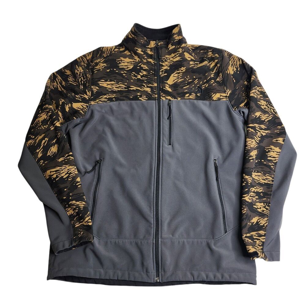 The North Face Camo Gray Brown Softshell Windwall Jacket‎ Men's Size XL